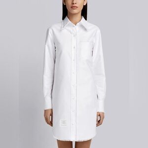 NWT Thom Browne Classic Long Sleeve Button Point Collar Thigh Length Shirt dress